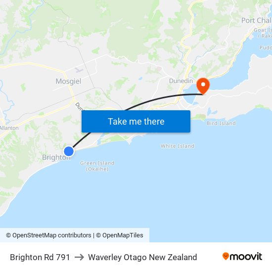 Brighton Rd 791 to Waverley Otago New Zealand map