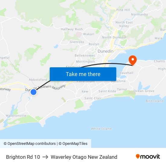 Brighton Rd 10 to Waverley Otago New Zealand map
