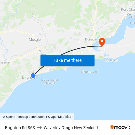 Brighton Rd 863 to Waverley Otago New Zealand map