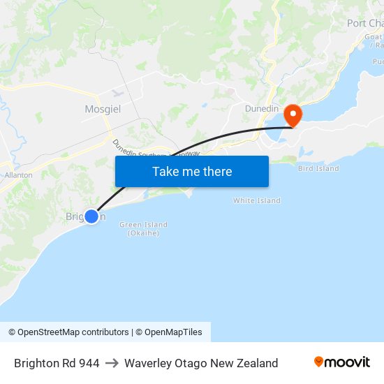 Brighton Rd 944 to Waverley Otago New Zealand map