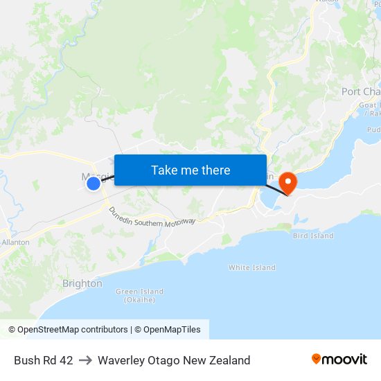 Bush Rd 42 to Waverley Otago New Zealand map