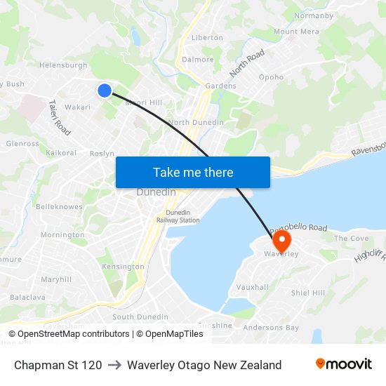 Chapman St 120 to Waverley Otago New Zealand map