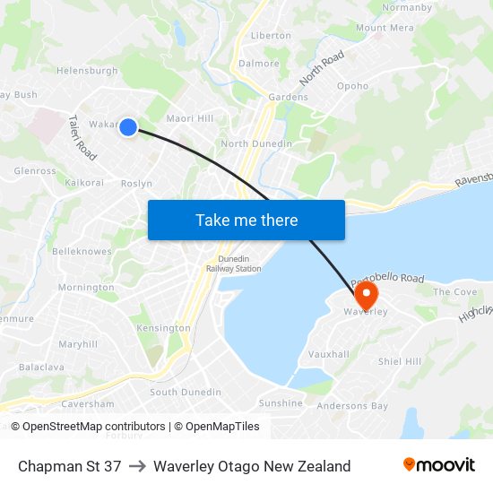 Chapman St 37 to Waverley Otago New Zealand map