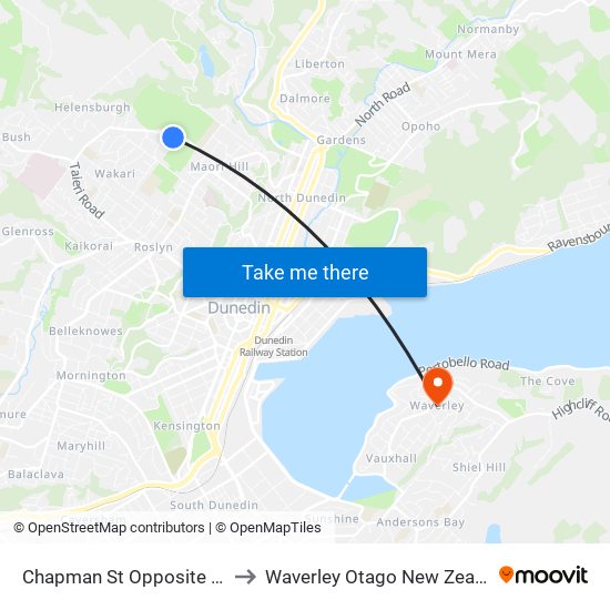 Chapman St Opposite 160 to Waverley Otago New Zealand map