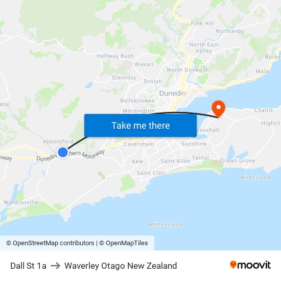 Dall St 1a to Waverley Otago New Zealand map