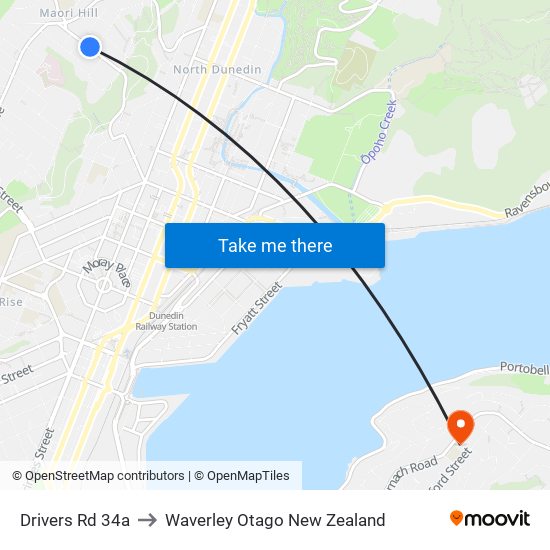 Drivers Rd 34a to Waverley Otago New Zealand map