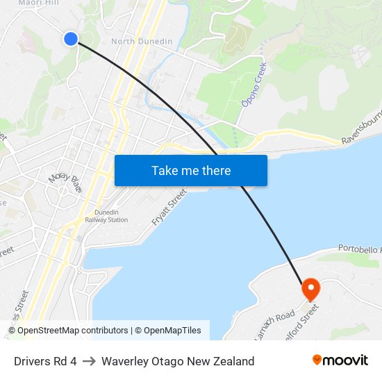 Drivers Rd 4 to Waverley Otago New Zealand map