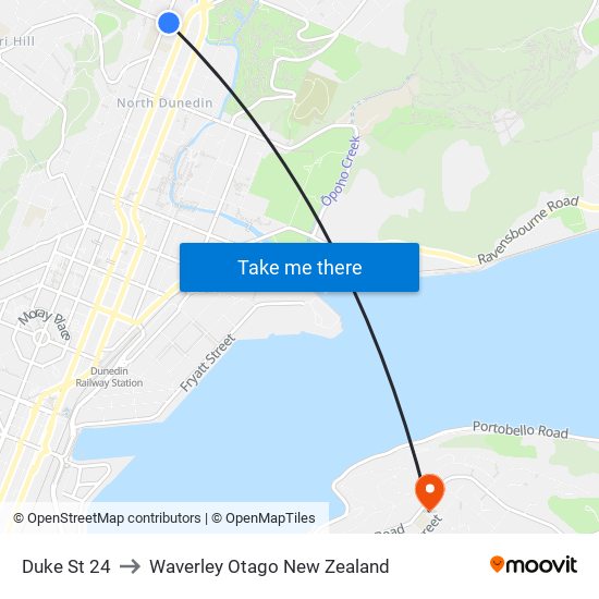 Duke St 24 to Waverley Otago New Zealand map