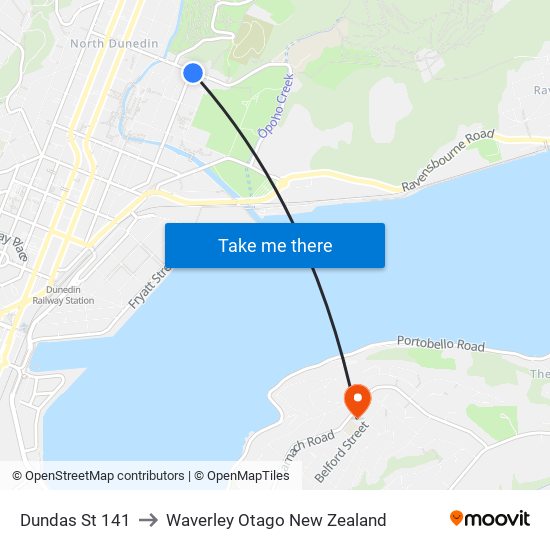 Dundas St 141 to Waverley Otago New Zealand map