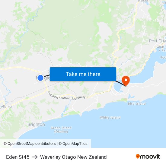 Eden St45 to Waverley Otago New Zealand map