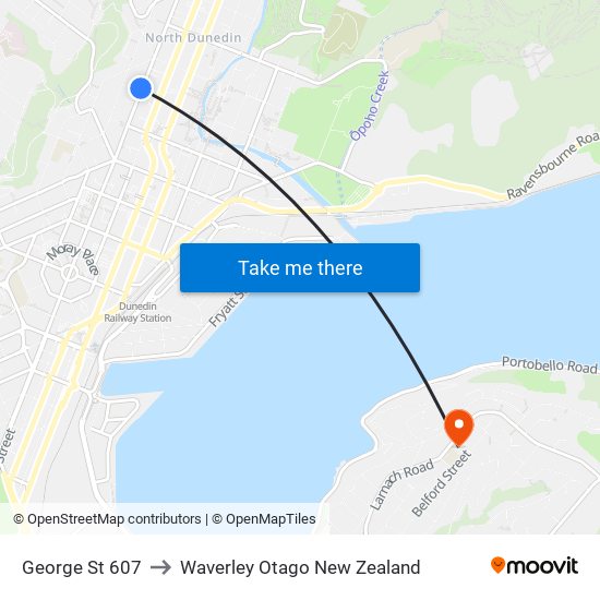 George St 607 to Waverley Otago New Zealand map