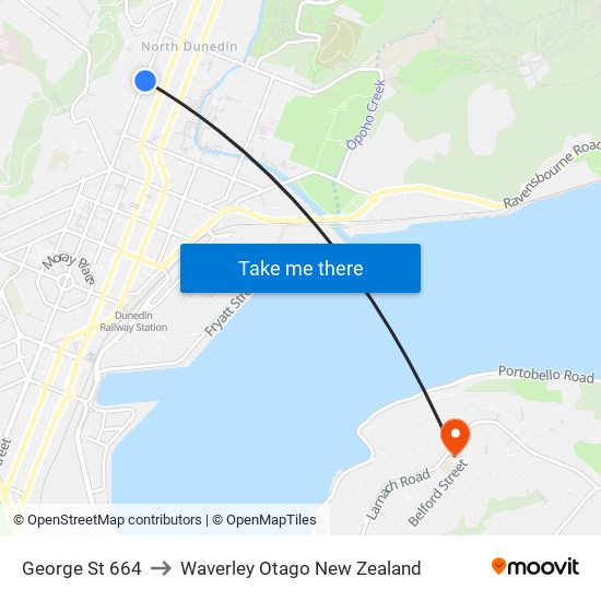 George St 664 to Waverley Otago New Zealand map