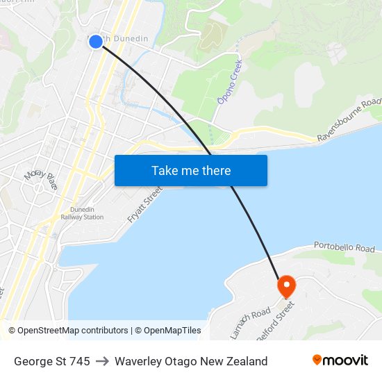 George St 745 to Waverley Otago New Zealand map
