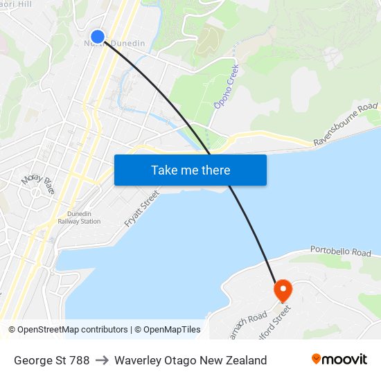 George St 788 to Waverley Otago New Zealand map