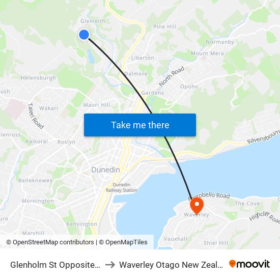 Glenholm St Opposite 55 to Waverley Otago New Zealand map