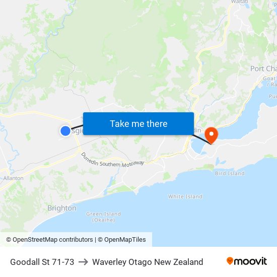 Goodall St 71-73 to Waverley Otago New Zealand map