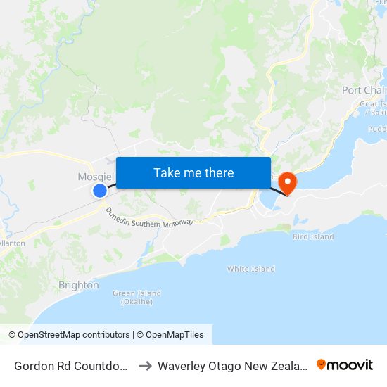 Gordon Rd Countdown to Waverley Otago New Zealand map