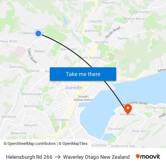 Helensburgh Rd 266 to Waverley Otago New Zealand map
