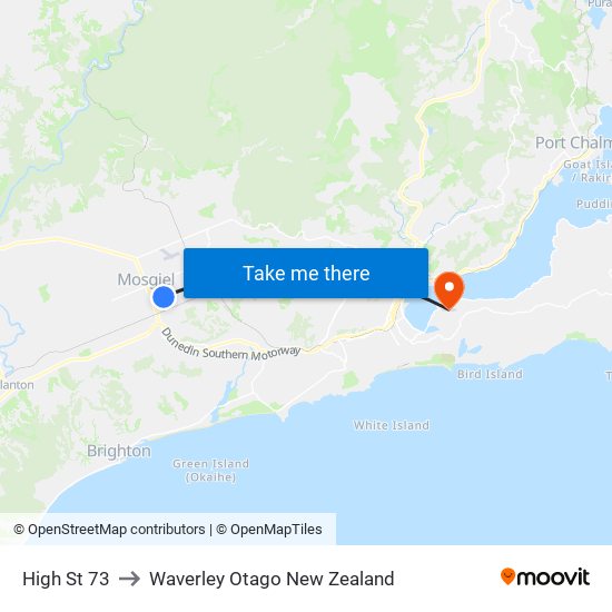 High St 73 to Waverley Otago New Zealand map