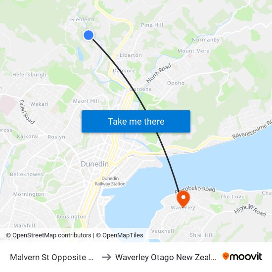 Malvern St Opposite 311 to Waverley Otago New Zealand map