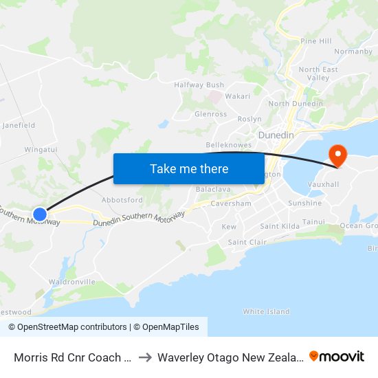 Morris Rd Cnr Coach Rd to Waverley Otago New Zealand map