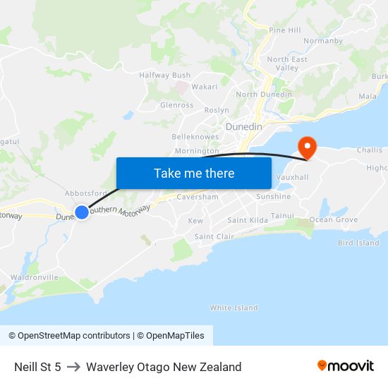 Neill St 5 to Waverley Otago New Zealand map