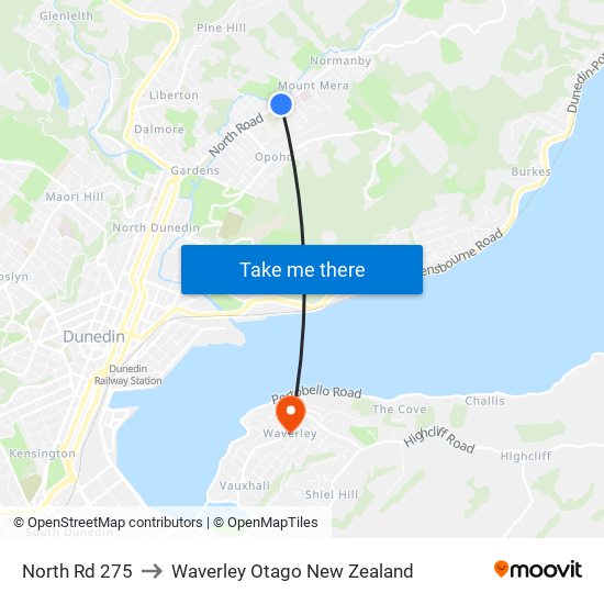 North Rd 275 to Waverley Otago New Zealand map