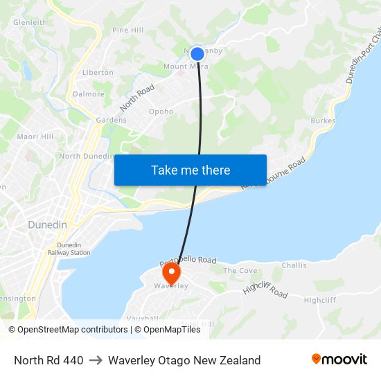 North Rd 440 to Waverley Otago New Zealand map