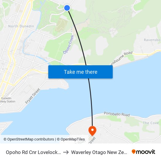 Opoho Rd Cnr Lovelock Ave to Waverley Otago New Zealand map