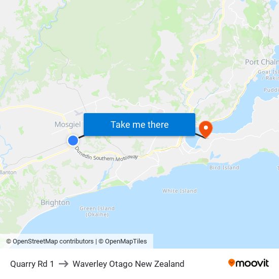 Quarry Rd 1 to Waverley Otago New Zealand map