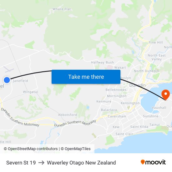Severn St 19 to Waverley Otago New Zealand map