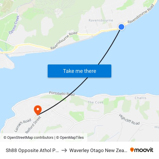 Sh88 Opposite Athol Place to Waverley Otago New Zealand map