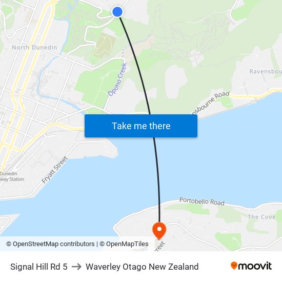 Signal Hill Rd 5 to Waverley Otago New Zealand map