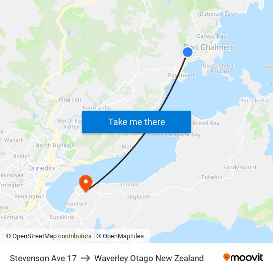 Stevenson Ave 17 to Waverley Otago New Zealand map