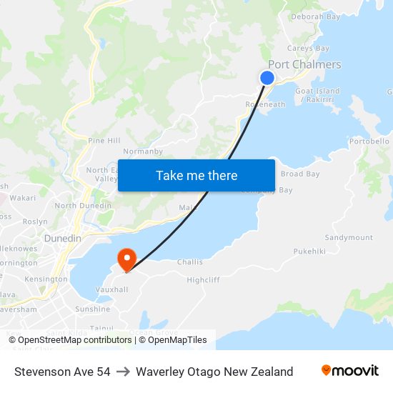 Stevenson Ave 54 to Waverley Otago New Zealand map