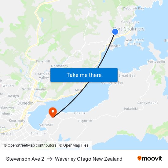Stevenson Ave 2 to Waverley Otago New Zealand map