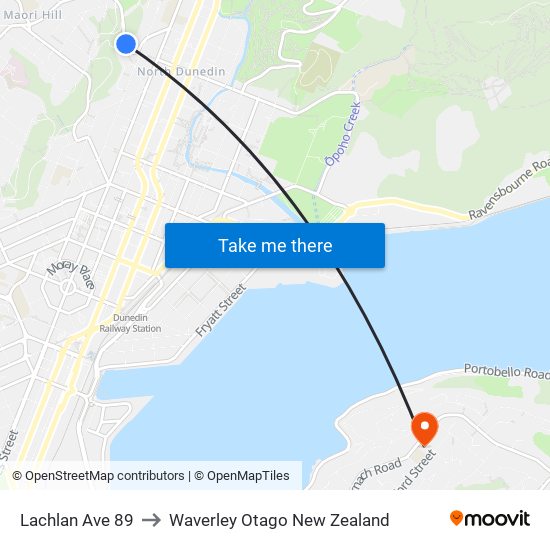 Lachlan Ave 89 to Waverley Otago New Zealand map