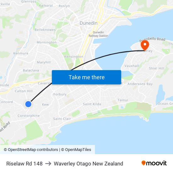 Riselaw Rd 148 to Waverley Otago New Zealand map