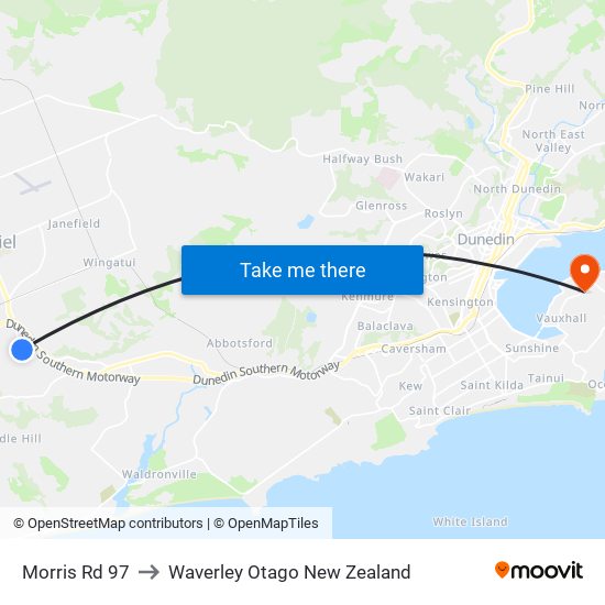 Morris Rd 97 to Waverley Otago New Zealand map