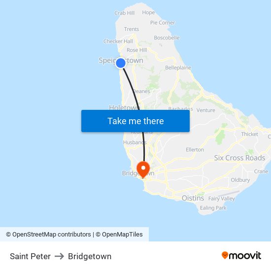 Saint Peter to Bridgetown map