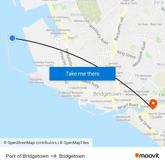 Port of Bridgetown to Bridgetown map