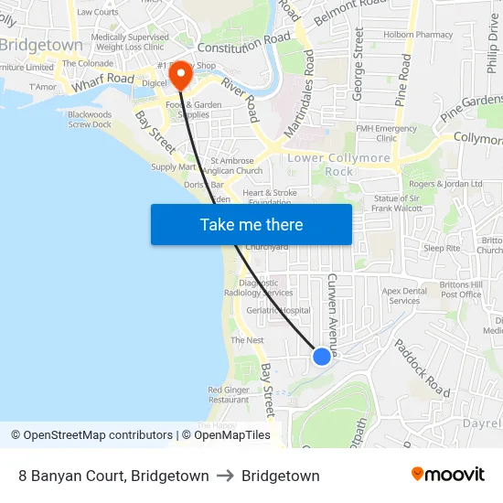 8 Banyan Court, Bridgetown to Bridgetown map