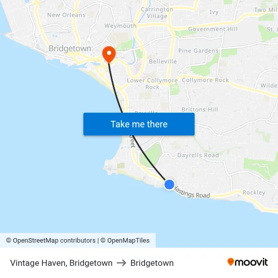 Vintage Haven, Bridgetown to Bridgetown map