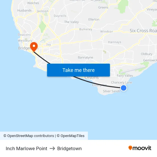 Inch Marlowe Point to Bridgetown map