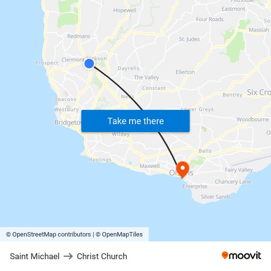 Saint Michael to Christ Church map
