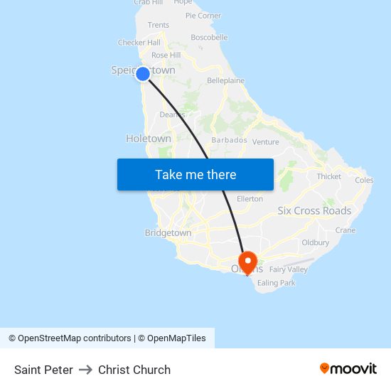 Saint Peter to Christ Church map