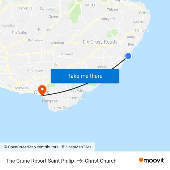 The Crane Resort Saint Philip to Christ Church map