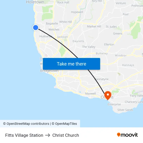Fitts Village Station to Christ Church map