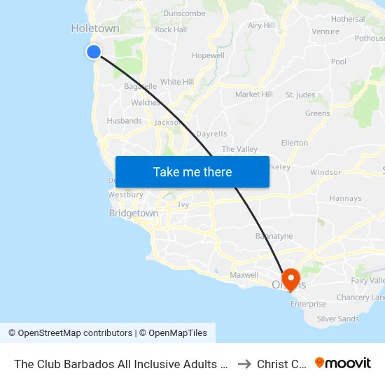 The Club Barbados All Inclusive Adults Only Saint James to Christ Church map