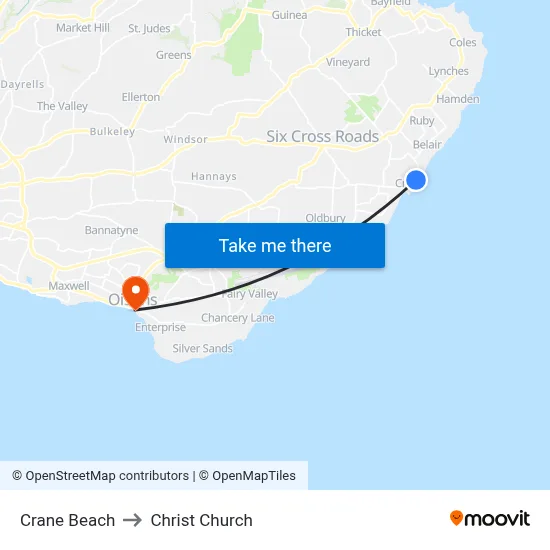 Crane Beach to Christ Church map